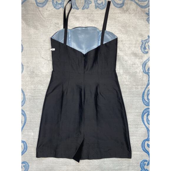 CK Bradley Dress Womens Size 10 NEW Black Mini Blue Silk Lined Scalloped Neck - Picture 2 of 10